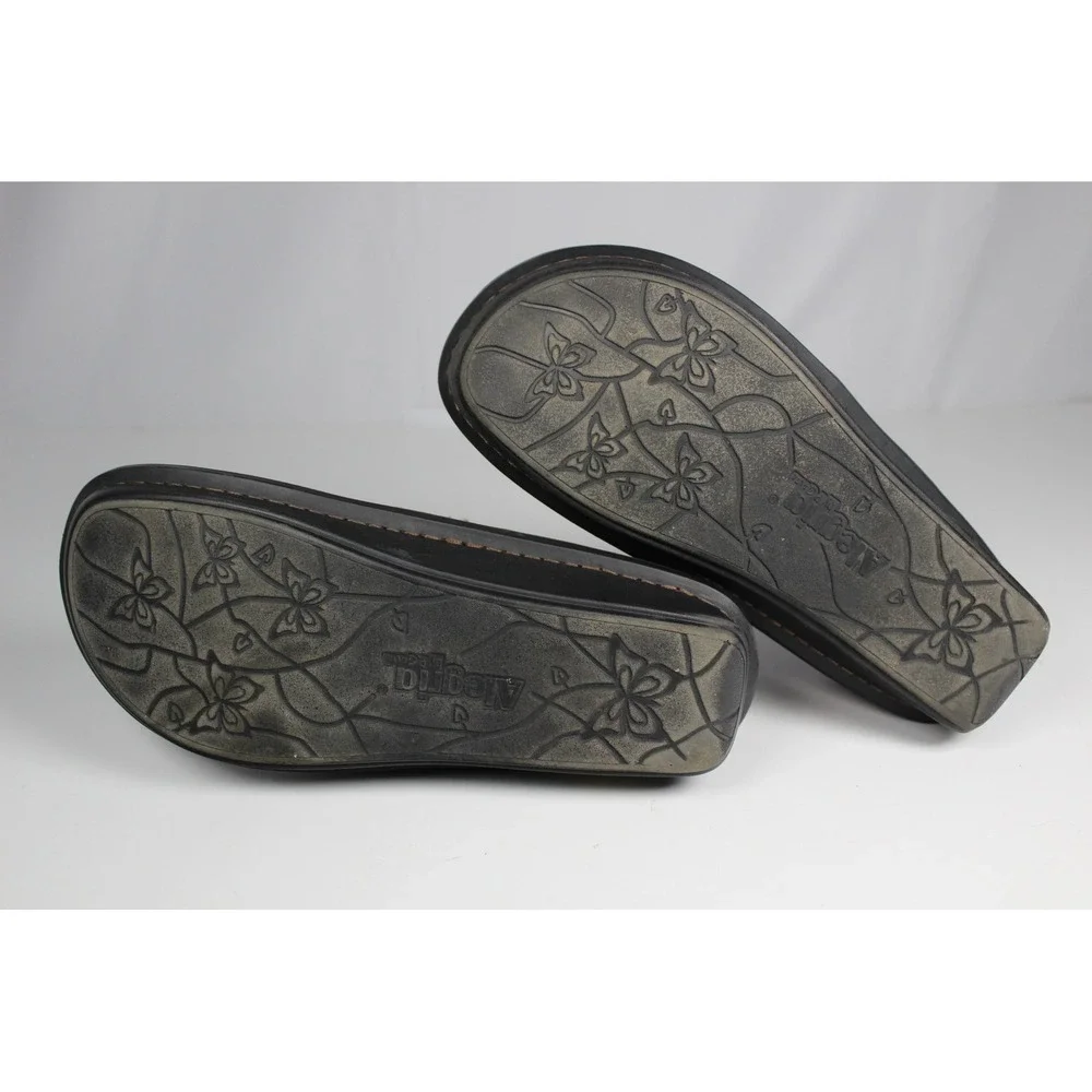 Alegria Paloma Brown Embossed Leather Suede Mary Jane Comfort Shoes Womens 38